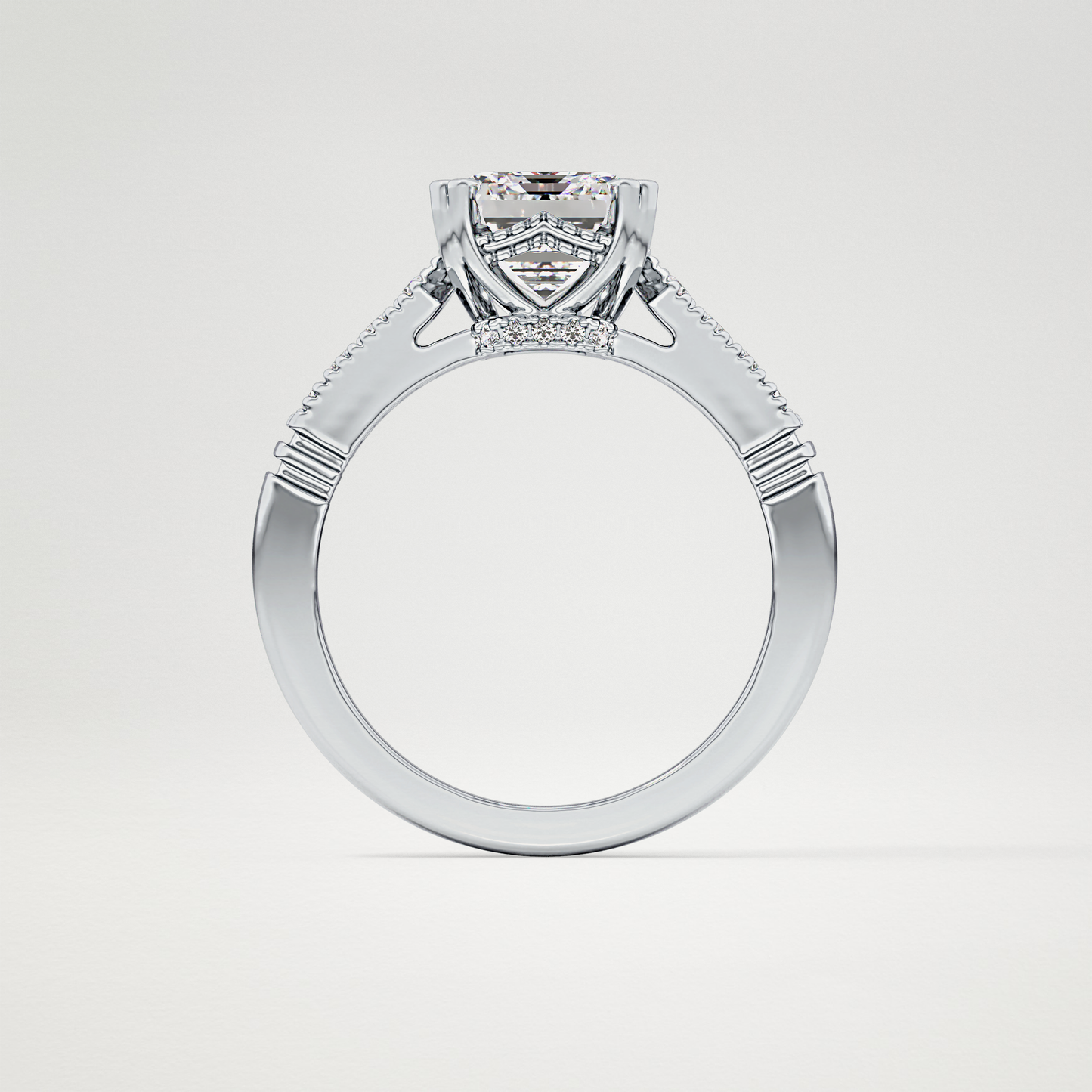 Emerald Pave Lab Grown Diamond Engagement Ring
