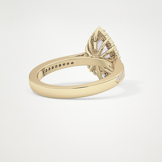 Pear Cut Halo & Pave Lab Grown Diamond Engagement Ring