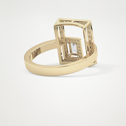 0.37 TCW Emerald & Round Lab Grown Diamond Wedding Band