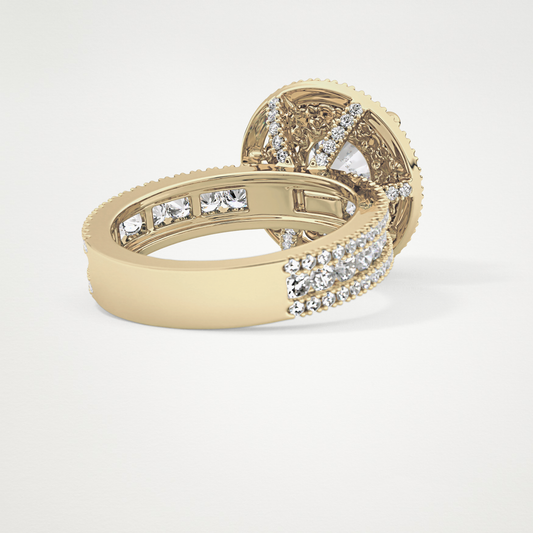 Round Double Halo & Pave Lab Grown Diamond Engagement Ring