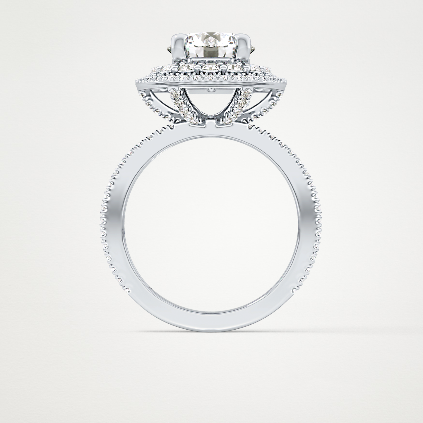 Round Double Halo & Pave Lab Grown Diamond Engagement Ring