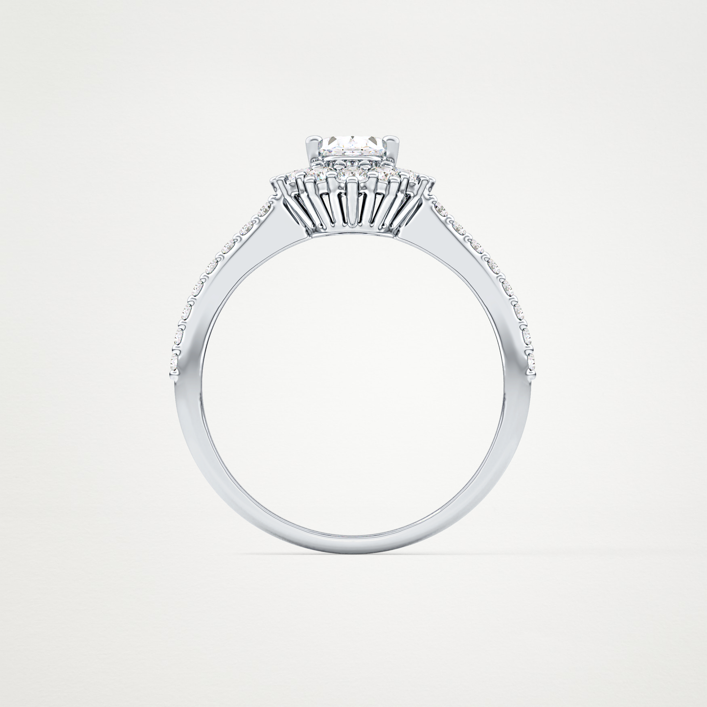Oval Halo & Pave Lab Grown Diamond Engagement Ring