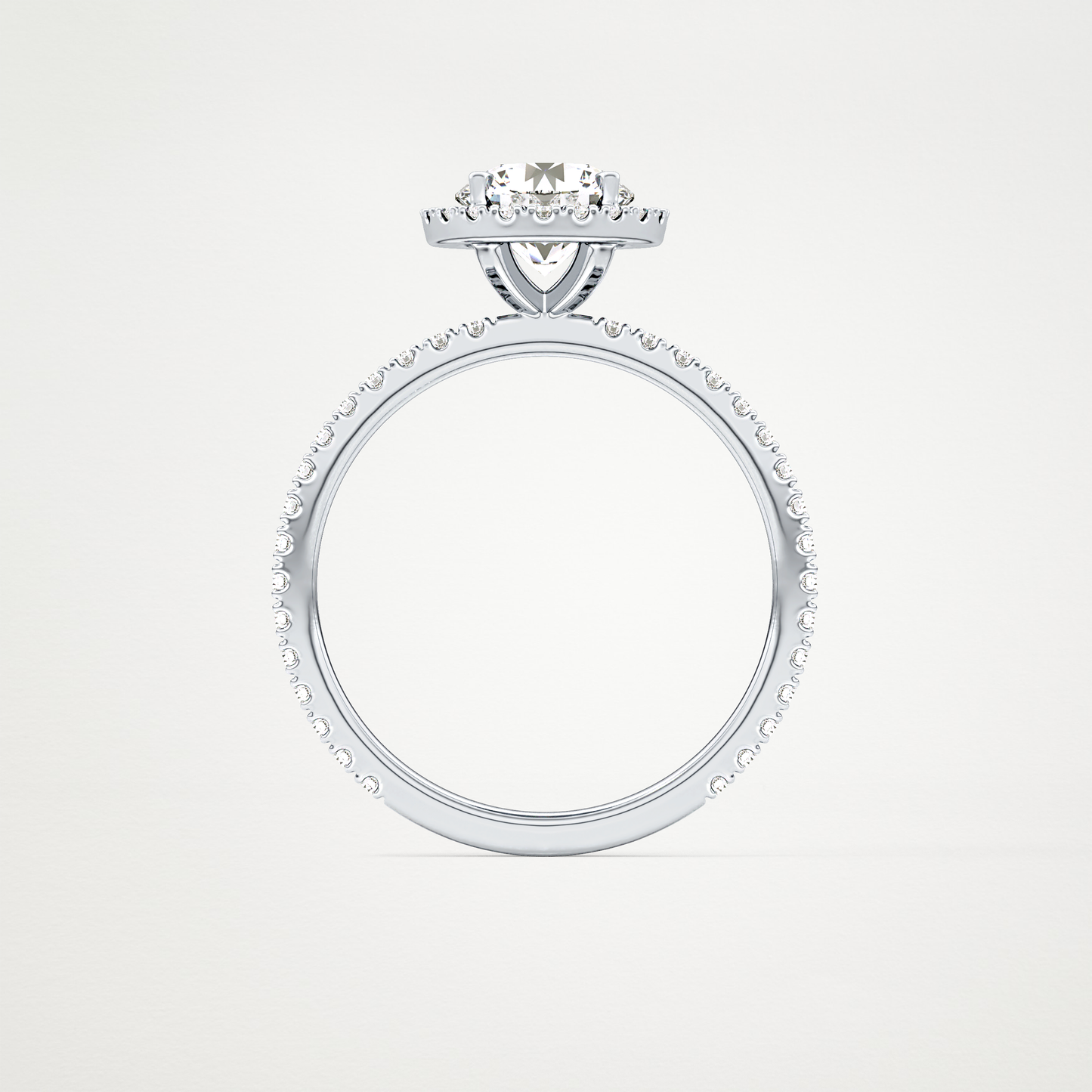 Round Halo & Pave Lab Grown Diamond Engagement Ring