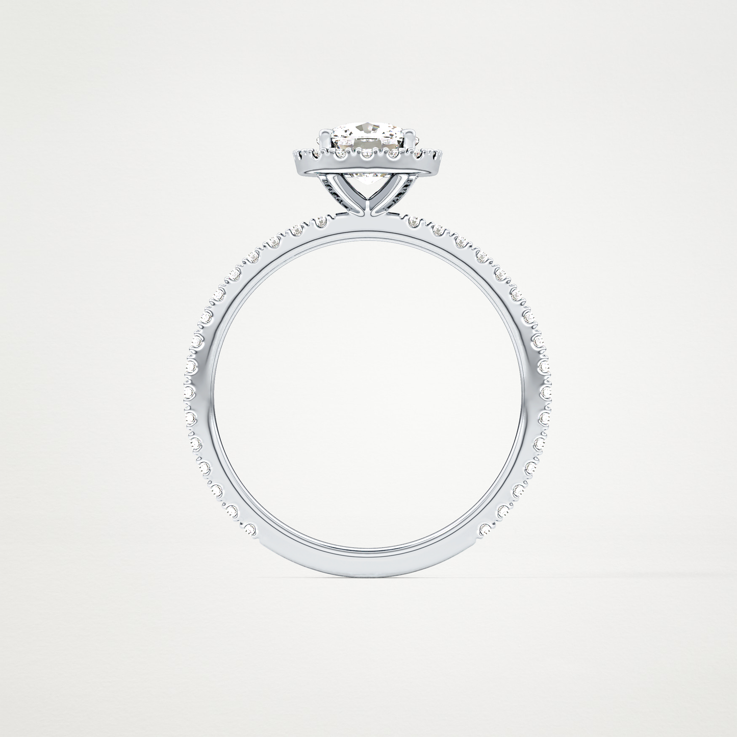 Cushion Halo & Pave Lab Grown Diamond Engagement Ring