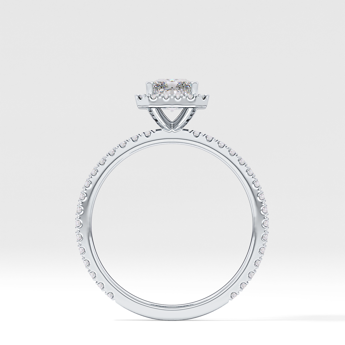 Radiant Halo & Pave Lab Grown Diamond Engagement Ring