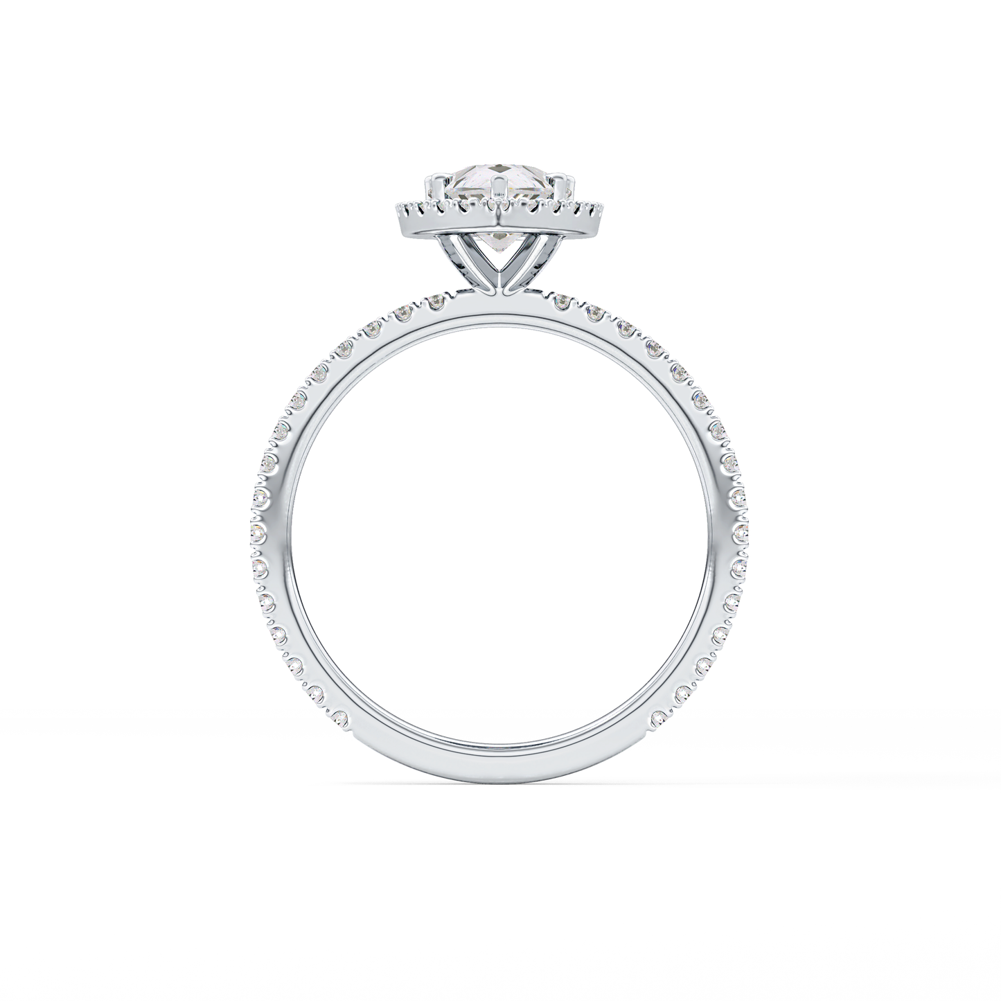 Pear Halo & Pave Lab Grown Diamond Engagement Ring