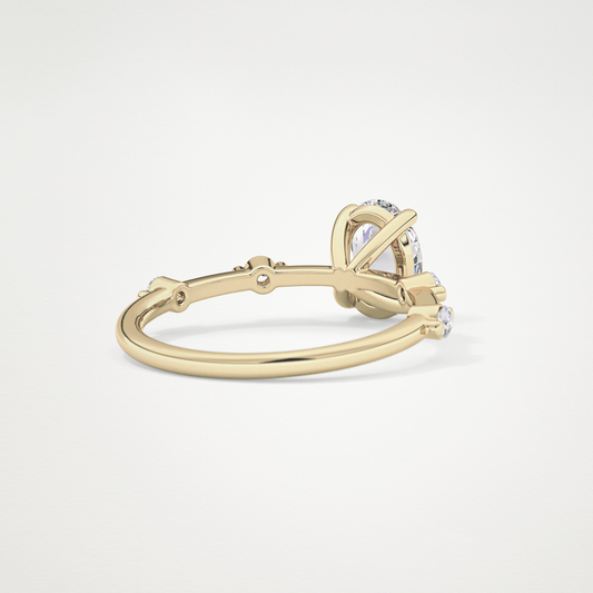 Oval Dainty Pave Lab Grown Diamond Engagement Ring