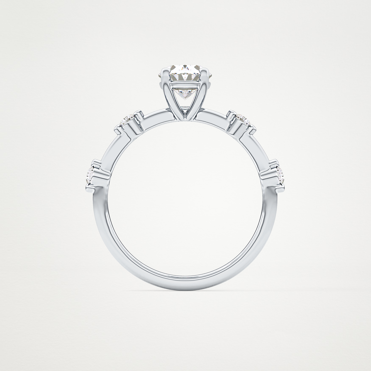 Oval Dainty Pave Lab Grown Diamond Engagement Ring