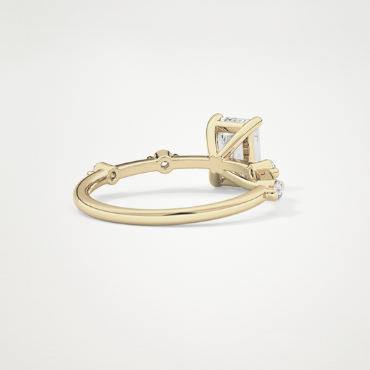 Emerald Dainty Pave Lab Grown Diamond Engagement Ring