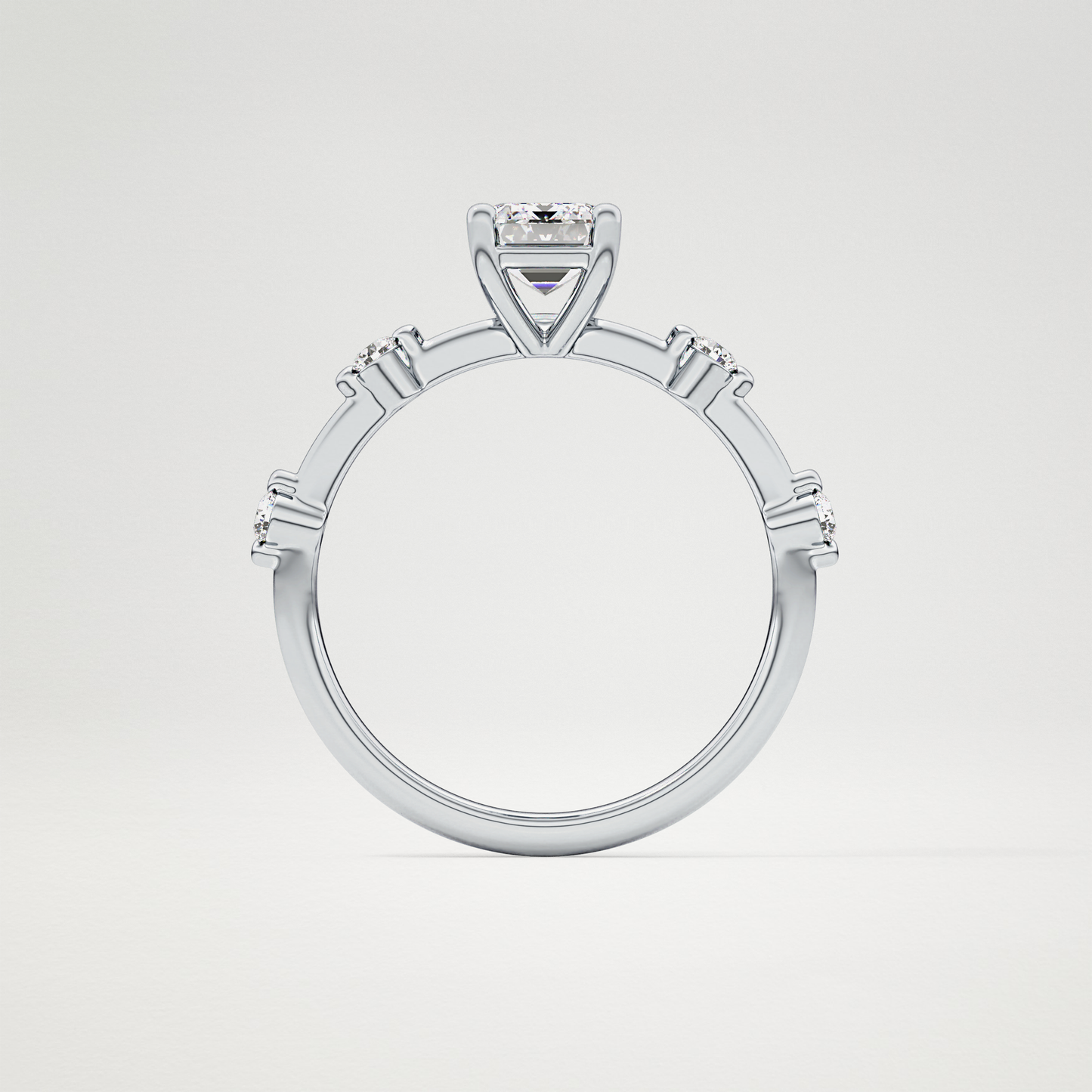 Emerald Dainty Pave Lab Grown Diamond Engagement Ring