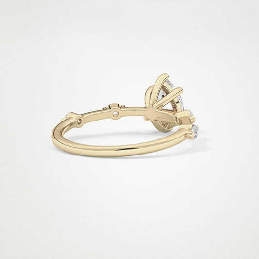 Pear Dainty Pave Lab Grown Diamond Engagement Ring