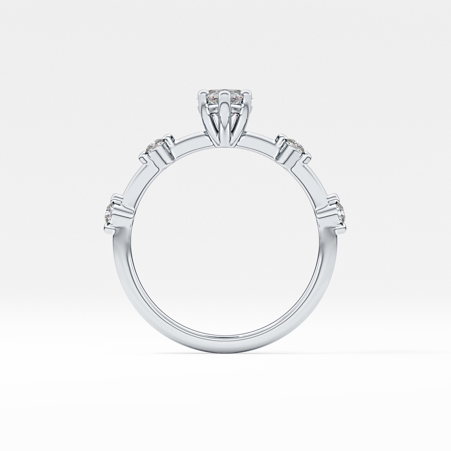 Marquise Dainty Pave Lab Grown Diamond Engagement Ring