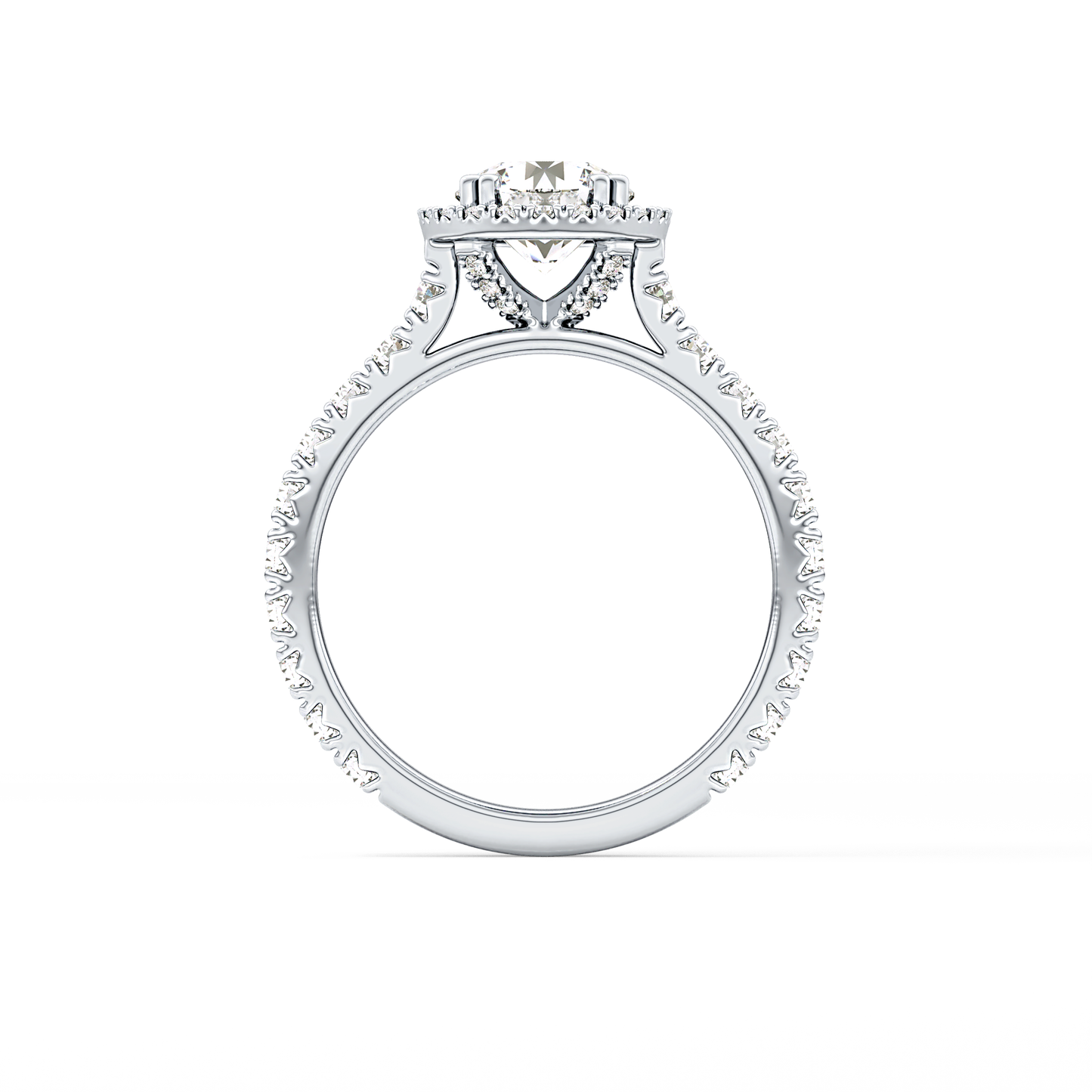 Round Halo & Pave Lab Grown Diamond Engagement Ring