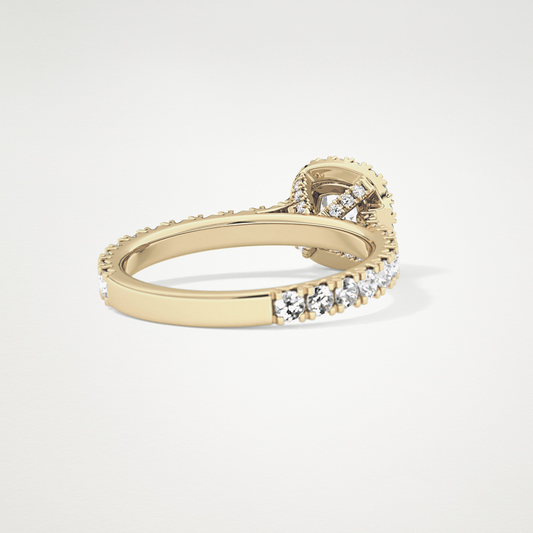 Cushion Halo & Pave Lab Grown Diamond Engagement Ring