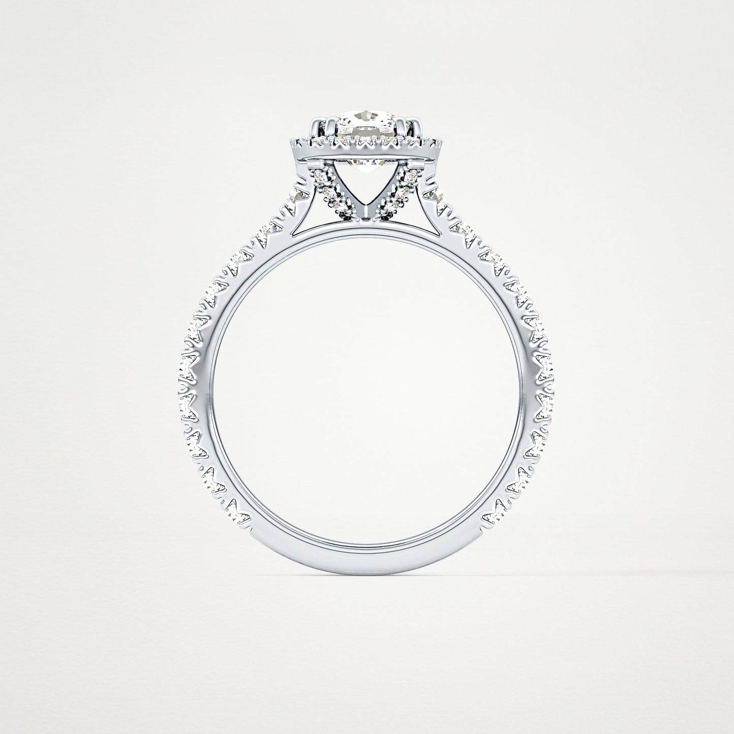 Cushion Halo & Pave Lab Grown Diamond Engagement Ring