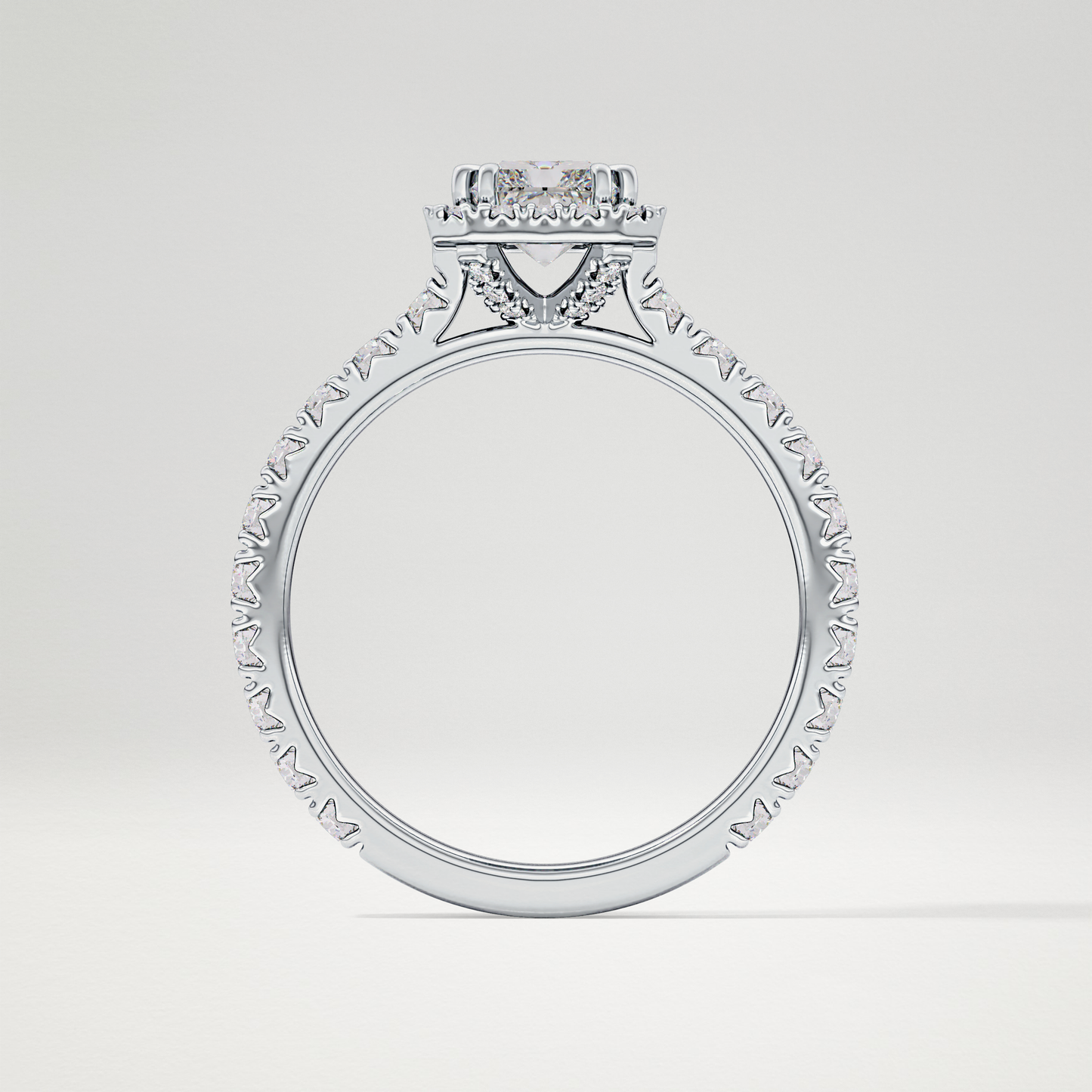 Radiant Halo & Pave Lab Grown Diamond Engagement Ring