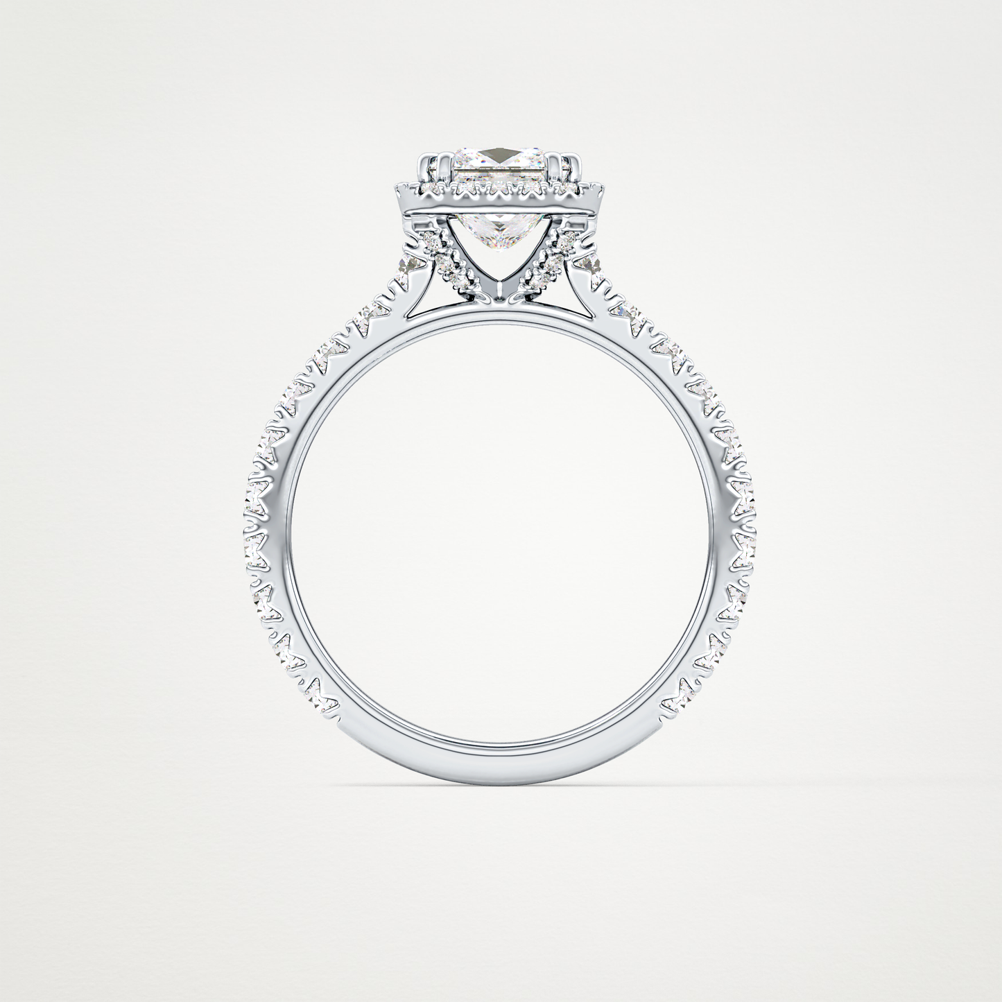 Princess Halo & Pave Lab Grown Diamond Engagement Ring