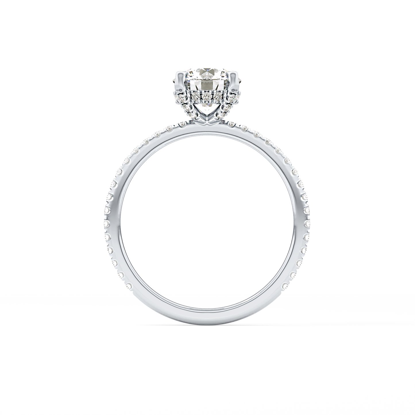 Round Hidden Halo & Pave Lab Grown Diamond Engagement Ring