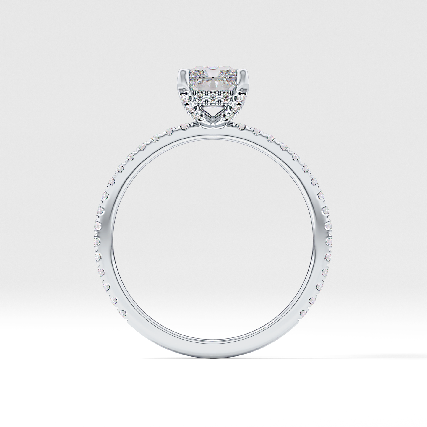 Radiant Hidden Halo & Pave Lab Grown Diamond Engagement Ring