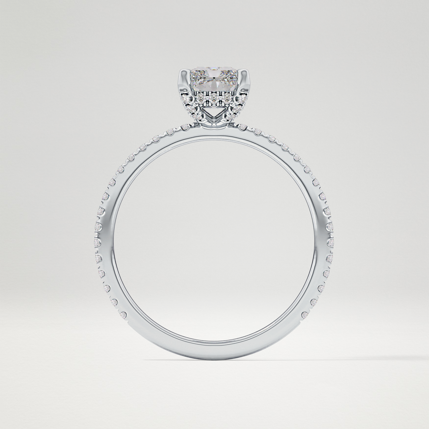 Radiant Hidden Halo & Pave Lab Grown Diamond Engagement Ring