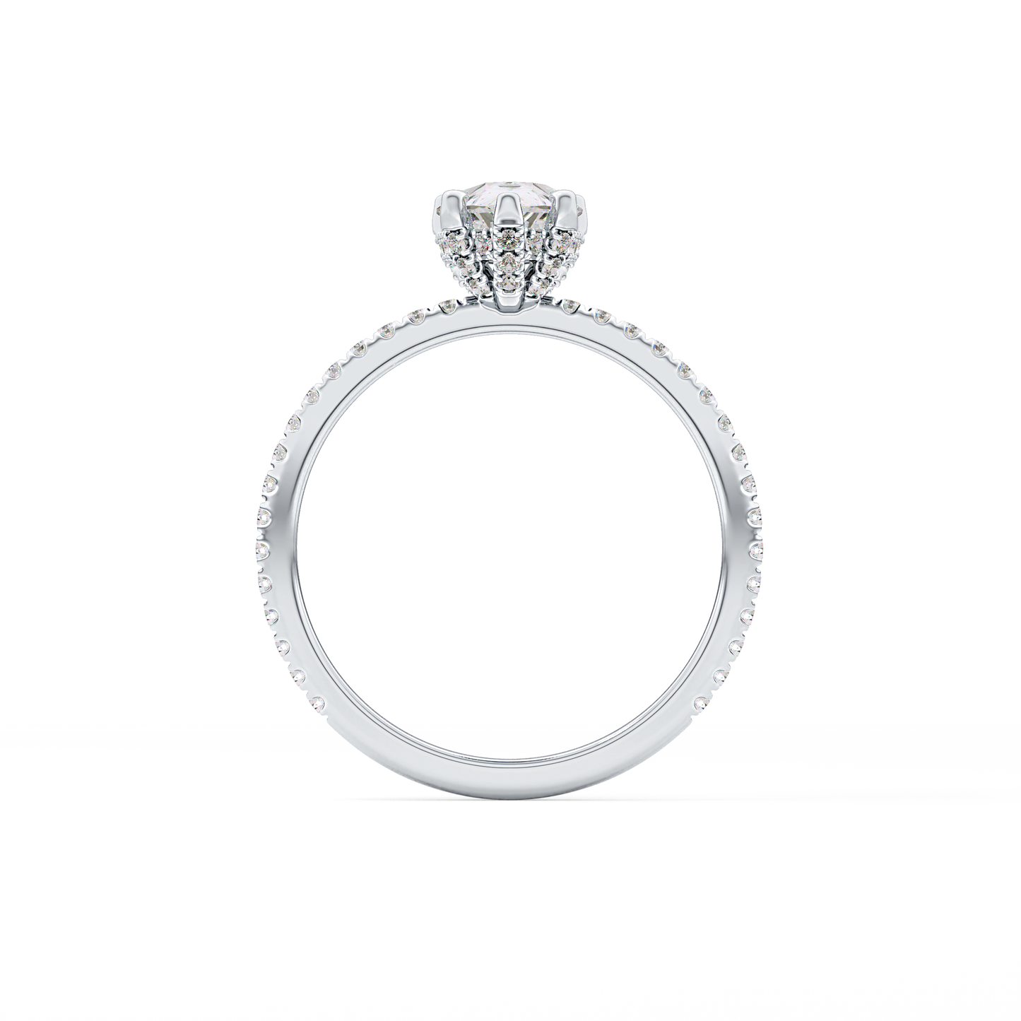 Pear Hidden Halo & Pave Lab Grown Diamond Engagement Ring