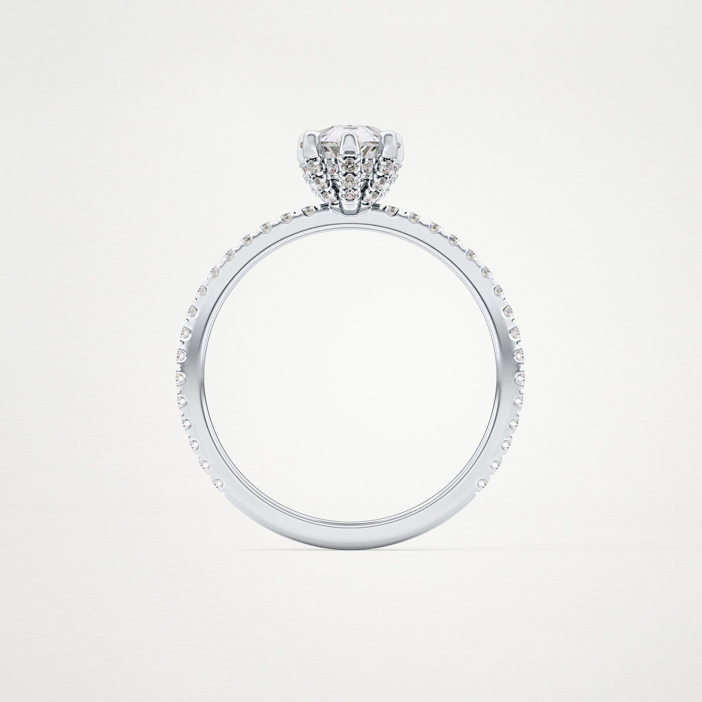 Pear Hidden Halo & Pave Lab Grown Diamond Engagement Ring