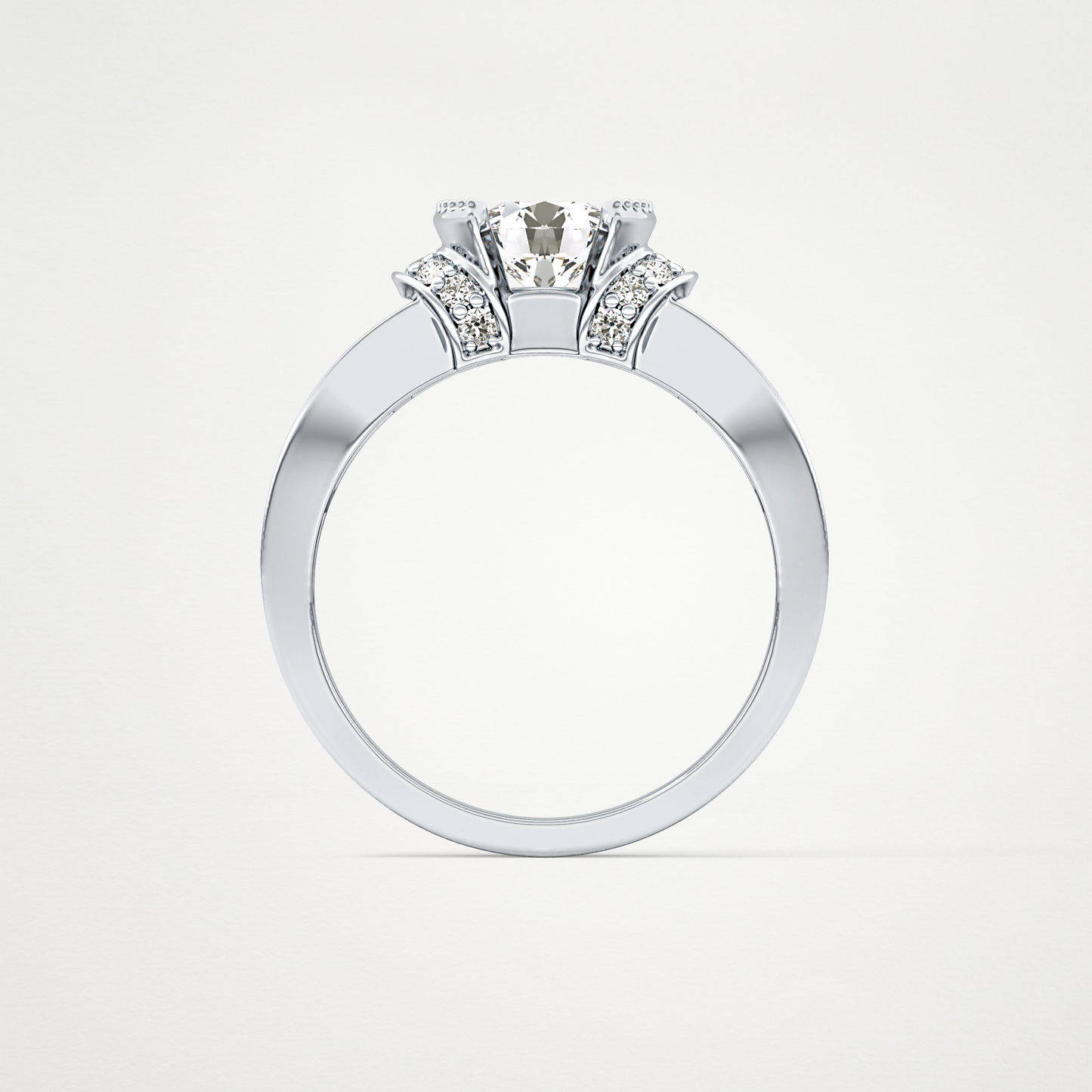 Round Channel Pave Lab Grown Diamond Engagement Ring