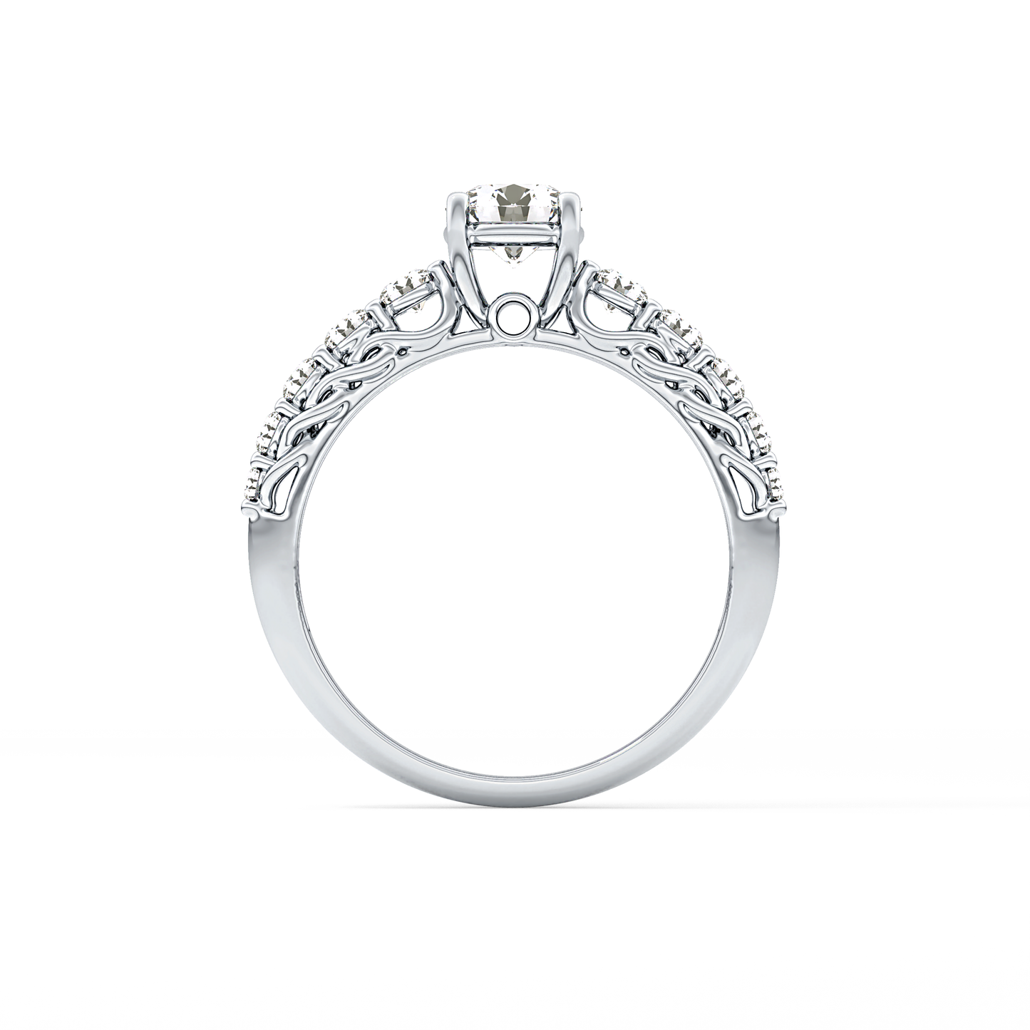Round Pave Lab Grown Diamond Engagement Ring