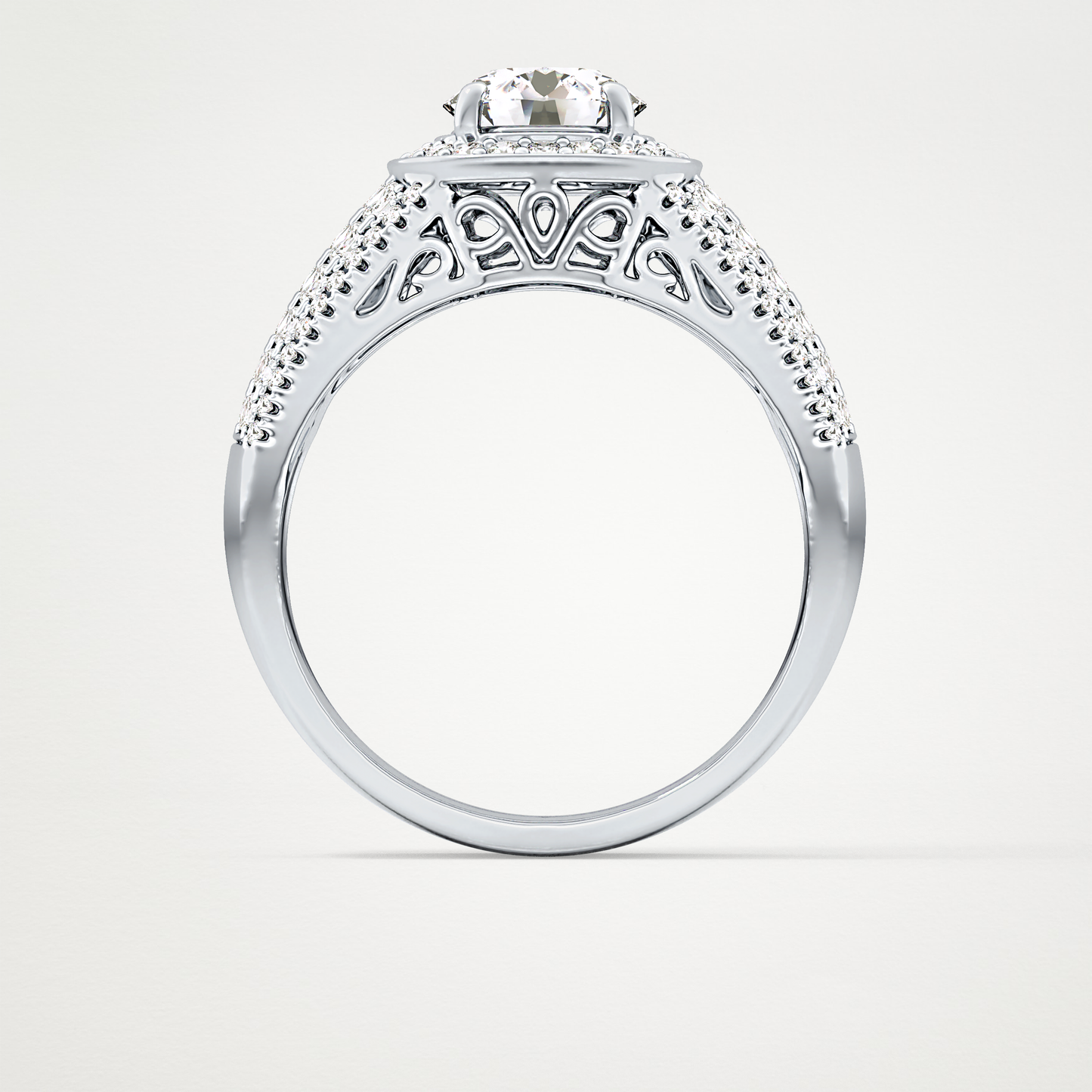 Round Halo & Triple Pave Lab Grown Diamond Engagement Ring