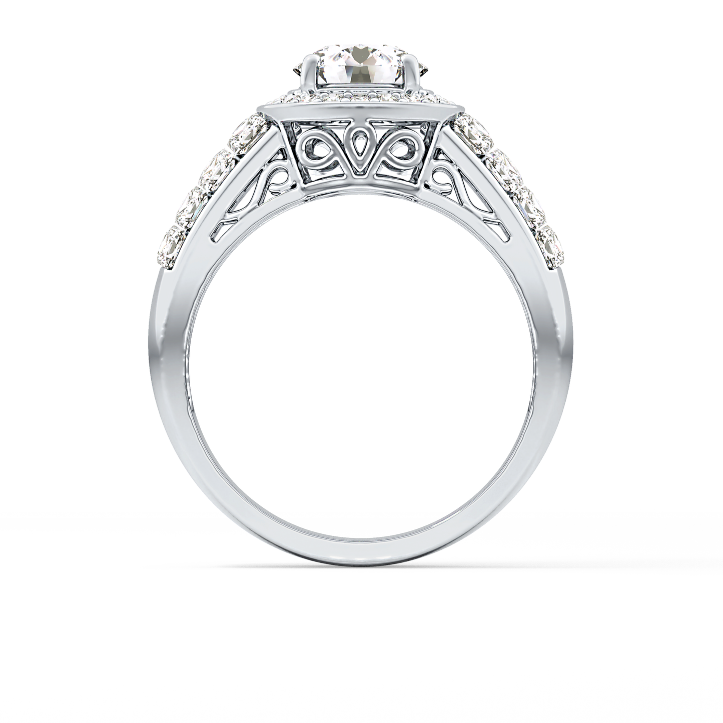 Round Halo & Double Pave Lab Grown Diamond Engagement Ring