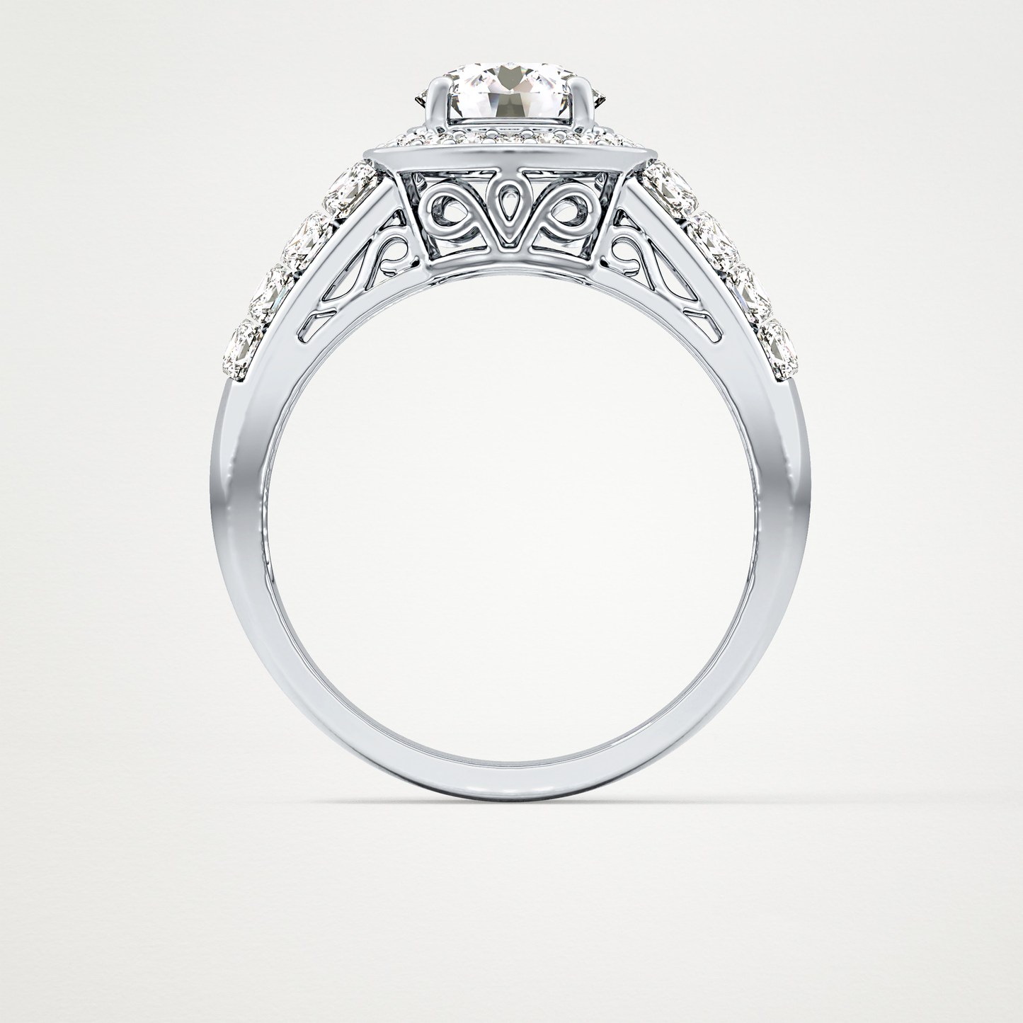 Round Halo & Double Pave Lab Grown Diamond Engagement Ring