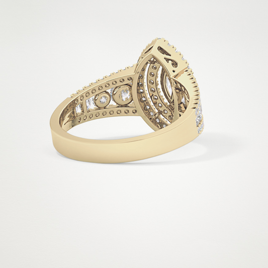 Marquise Double Halo & Pave Lab Grown Diamond Engagement Ring
