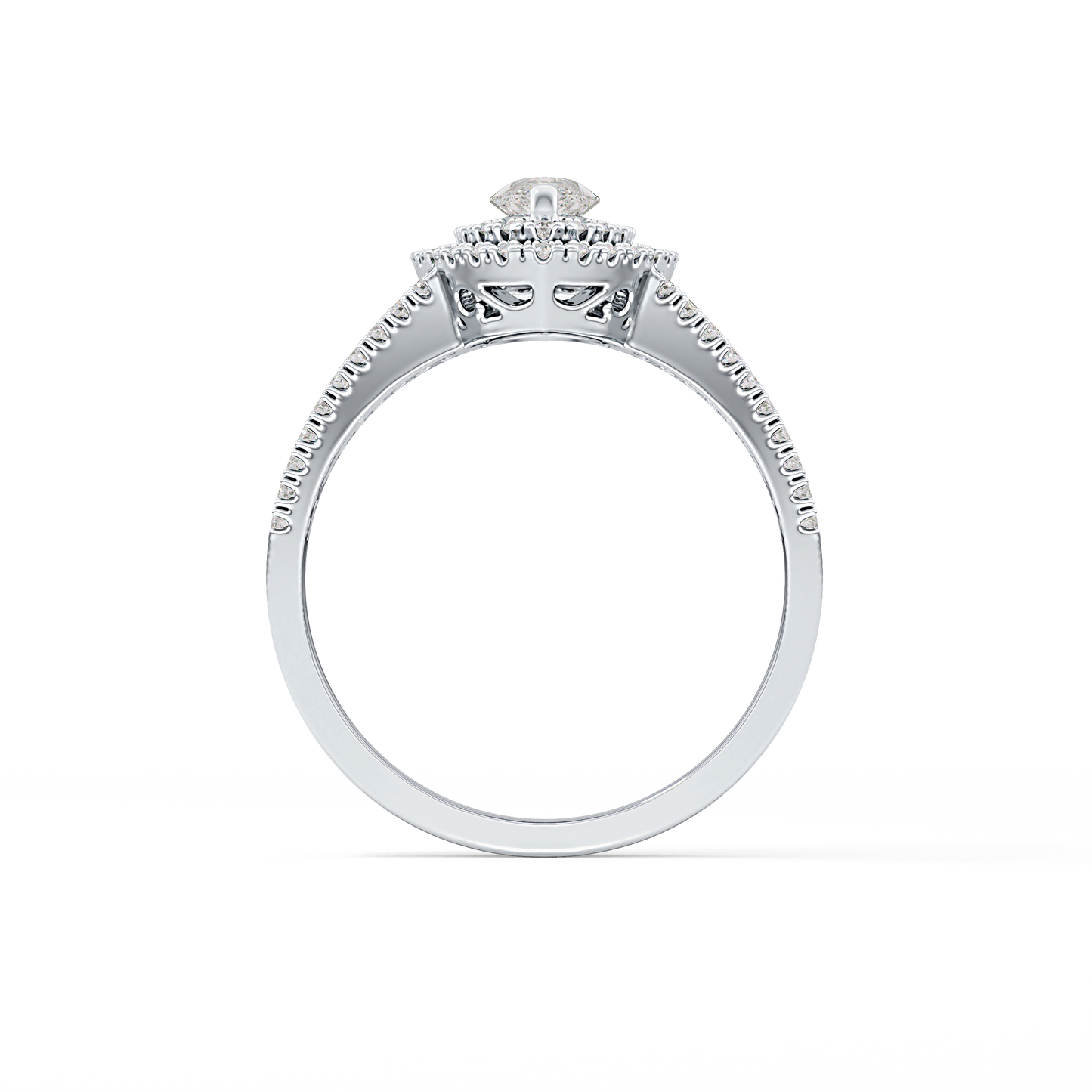 Marquise Double Halo & Pave Lab Grown Diamond Engagement Ring