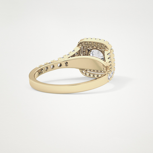 Round Double Halo & Split Shank Pave Lab Grown Diamond Engagement Ring