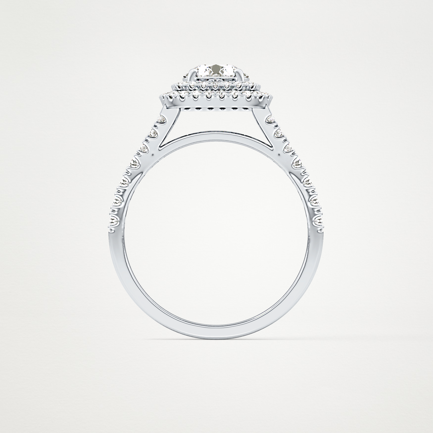 Round Double Halo & Split Shank Pave Lab Grown Diamond Engagement Ring