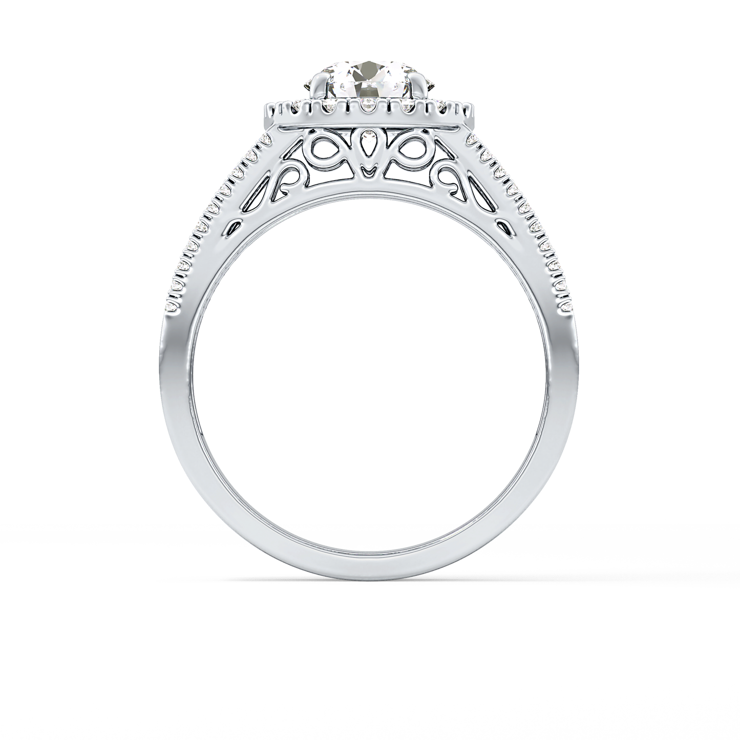 Round Halo & Triple Pave Lab Grown Diamond Engagement Ring