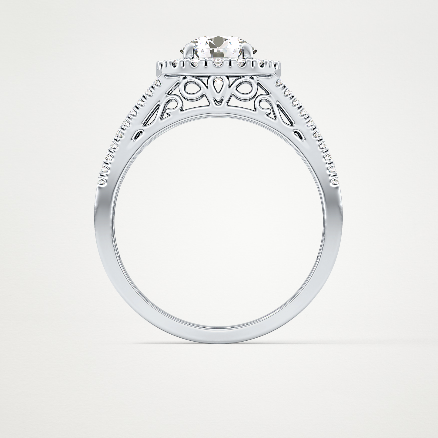 Round Halo & Triple Pave Lab Grown Diamond Engagement Ring