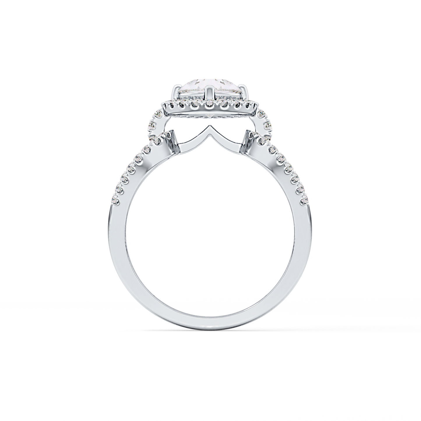 Pear Halo & Split Shank Pave Lab Grown Diamond Engagement Ring