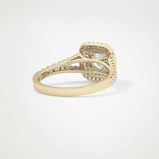 Round Double Halo & Split Shank Pave Lab Grown Diamond Engagement Ring