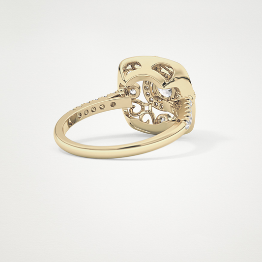 Round Halo Vintage Art Deco & Pave Lab Grown Diamond Engagement Ring