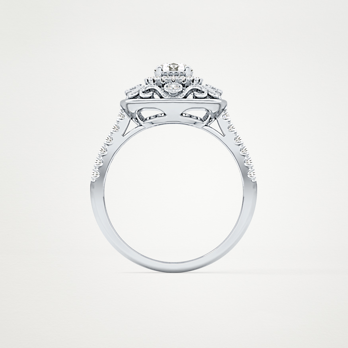 Round Halo Vintage Art Deco & Pave Lab Grown Diamond Engagement Ring