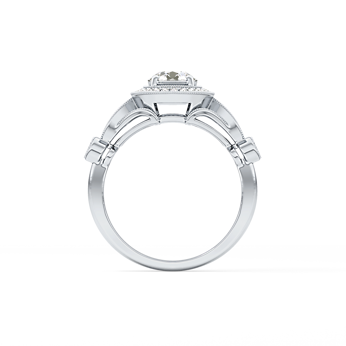Round Halo & Pave Lab Grown Diamond Engagement Ring