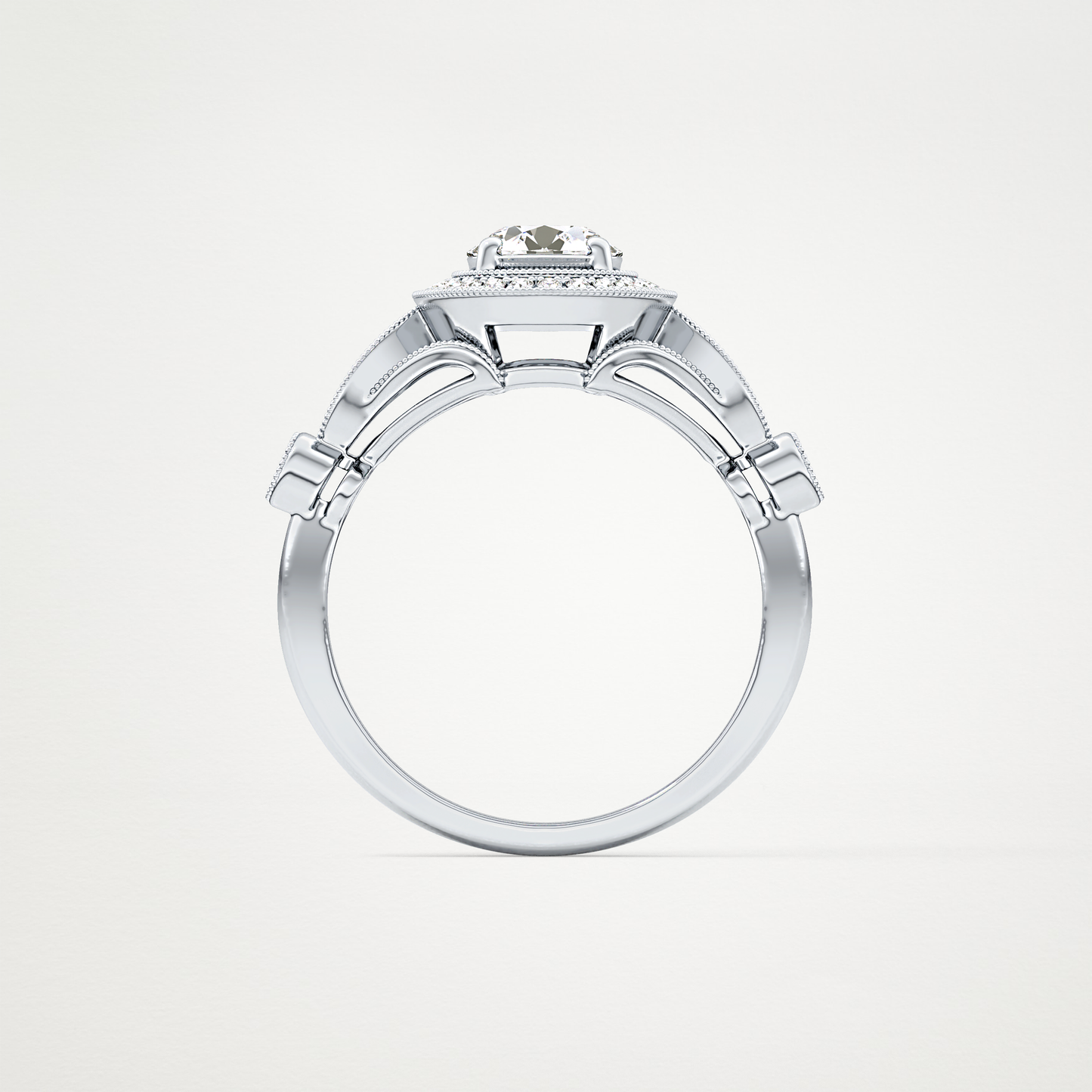 Round Halo & Pave Lab Grown Diamond Engagement Ring