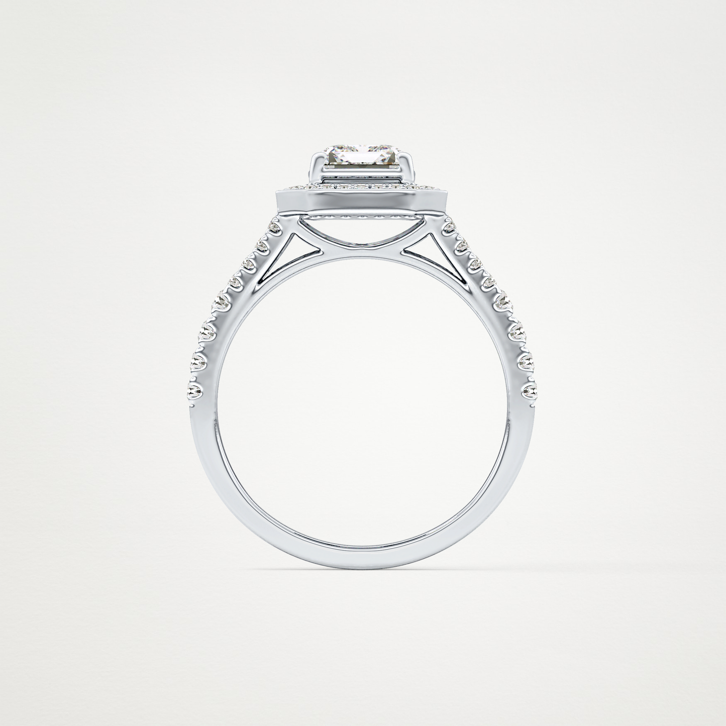 Emerald Halo & Split Shank Pave Lab Grown Diamond Engagement Ring