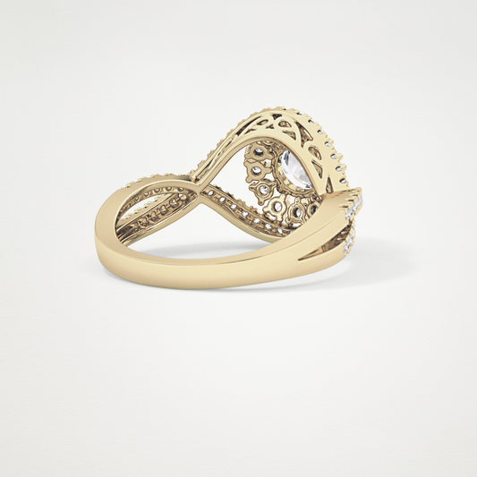 Round Halo & Criss Cross Pave Lab Grown Diamond Engagement Ring
