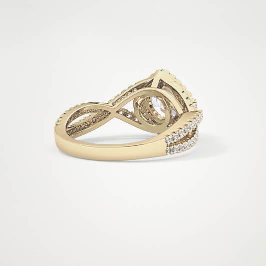 Round Halo Pave Lab Grown Diamond Engagement Ring