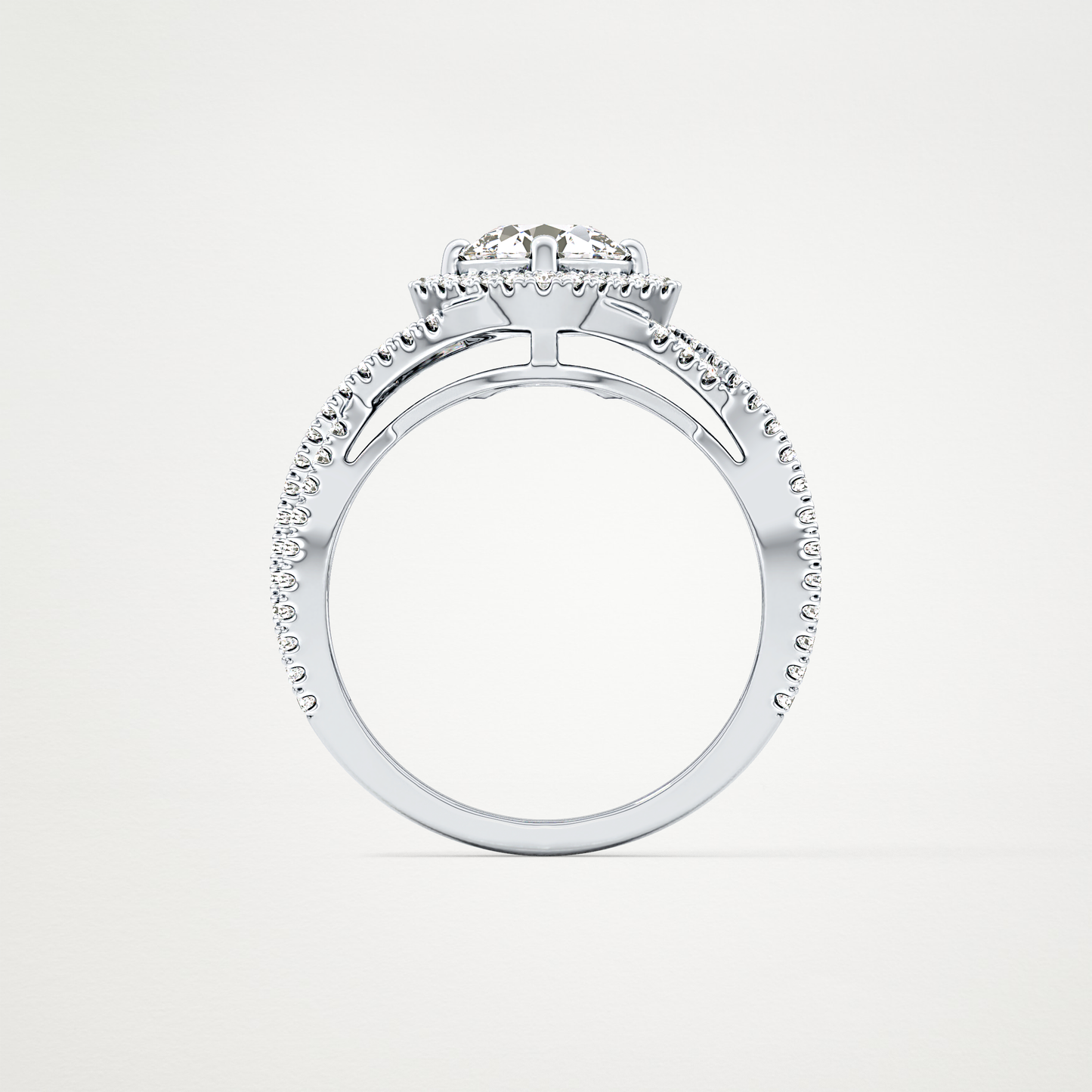 Round Halo Pave Lab Grown Diamond Engagement Ring