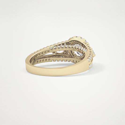 Round Halo & Split Shank Pave Lab Grown Diamond Engagement Ring