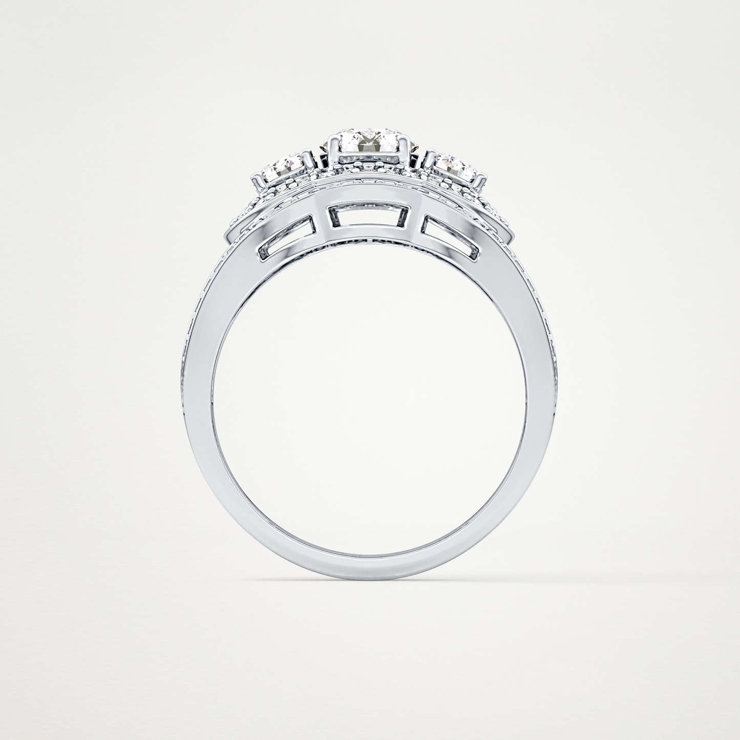 Round Cluster & Split Shank Pave Lab Grown Diamond Engagement Ring
