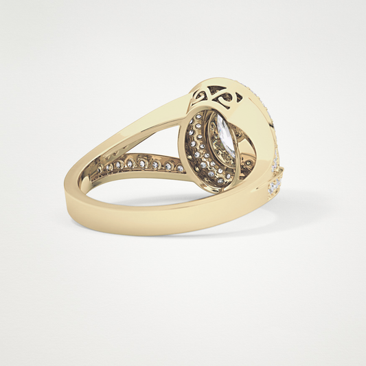Oval Halo & Split Shank Pave Lab Grown Diamond Engagement Ring